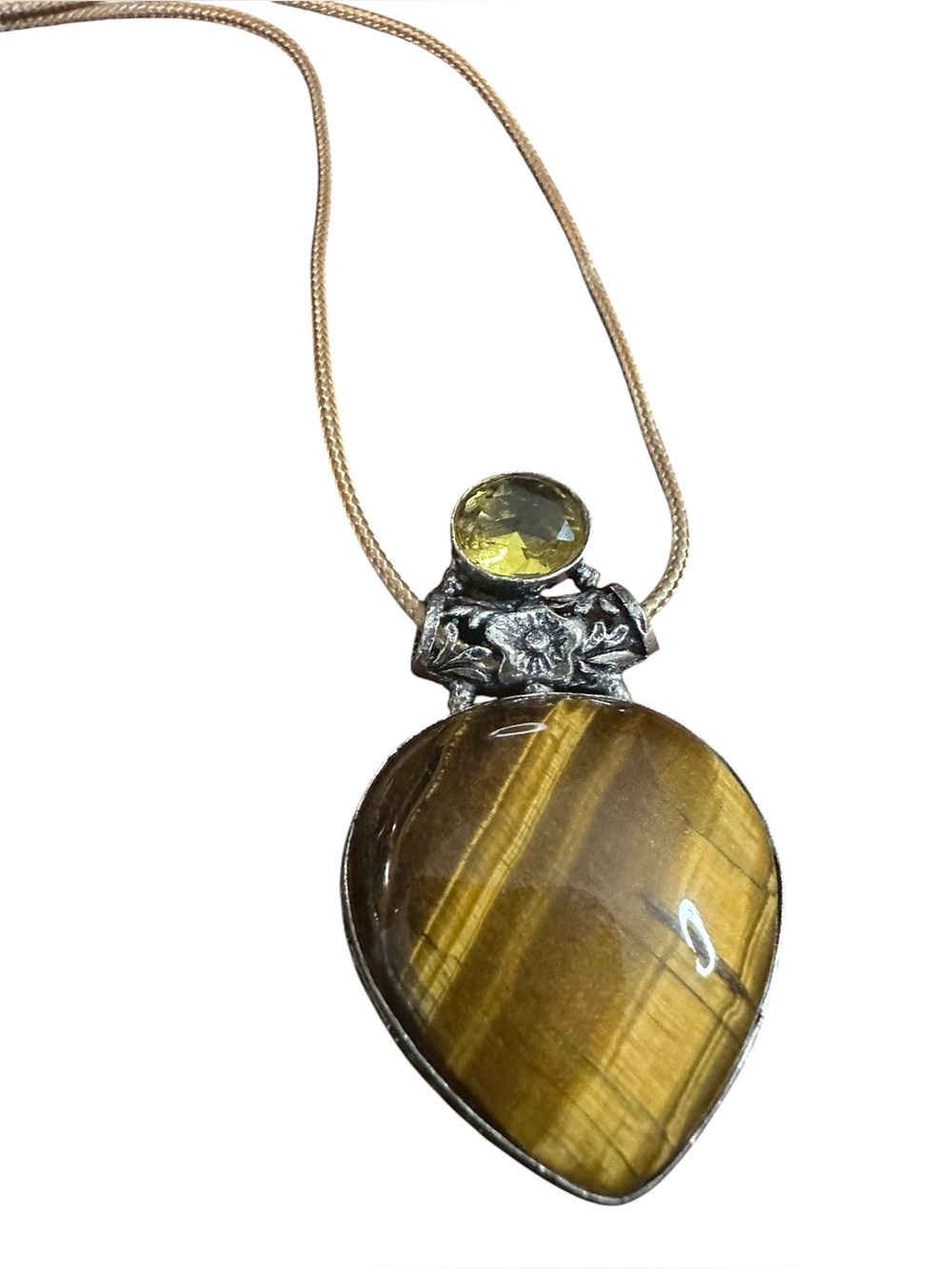 Tiger's Eye Teardrop Pendant Necklace